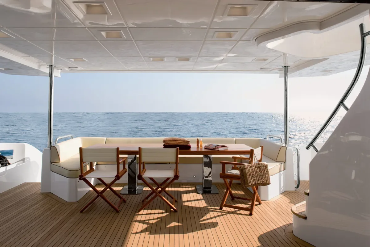 Aft deck dining set for a group