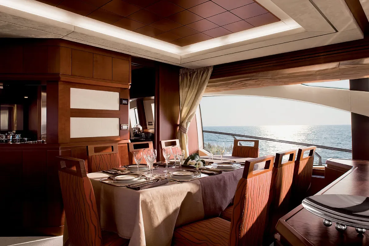 Formal dining room on board