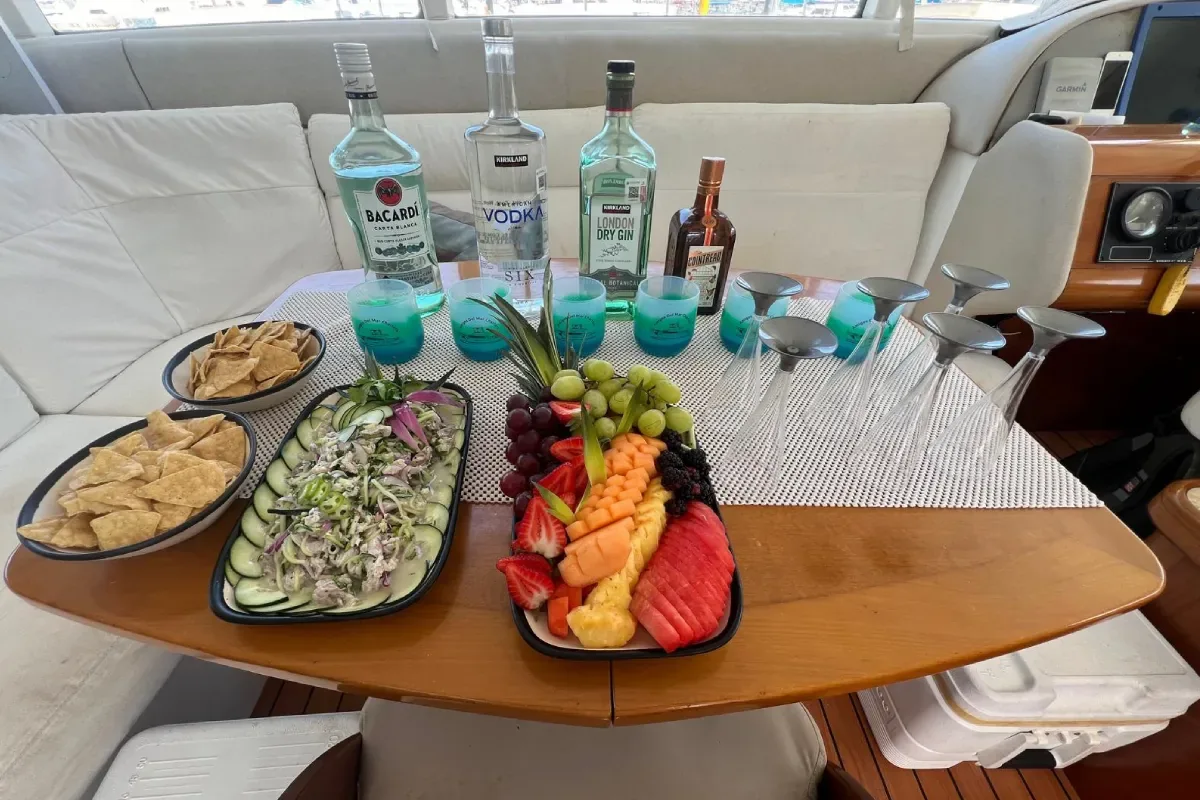 Food and drinks spread on the Lagoon