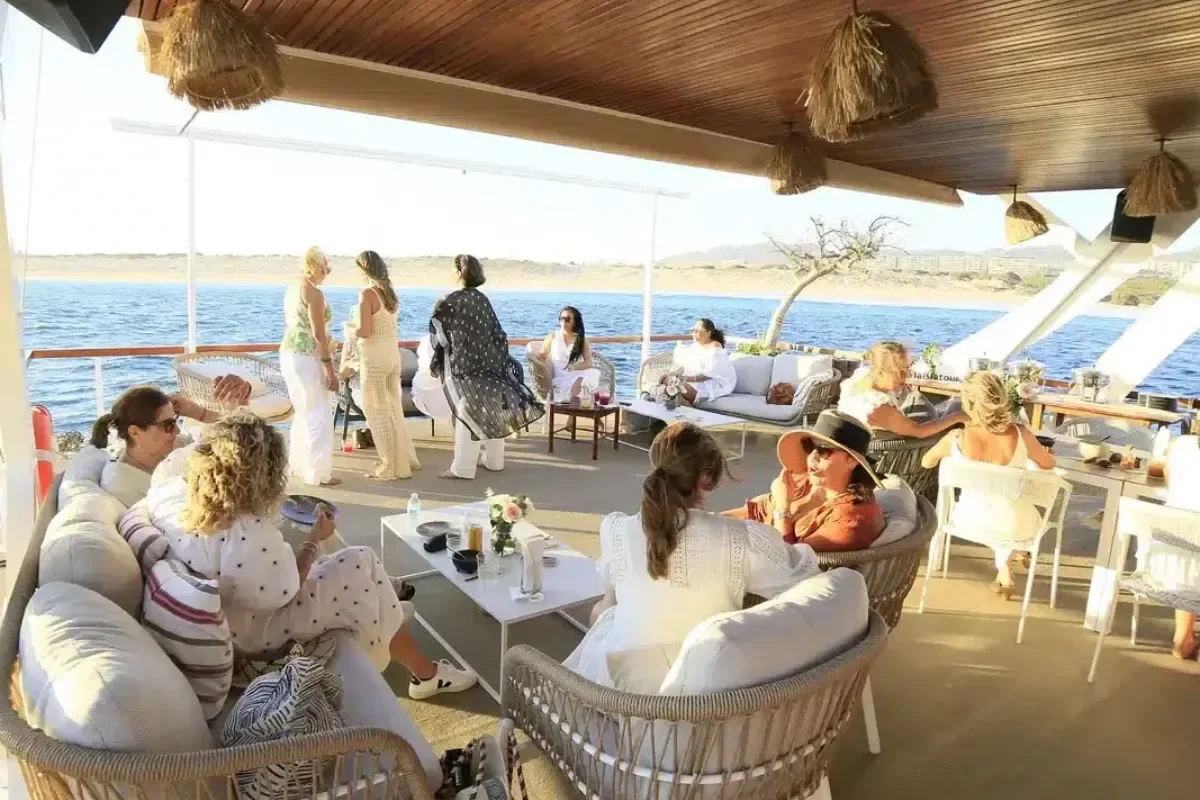 Guests enjoying the lounge deck