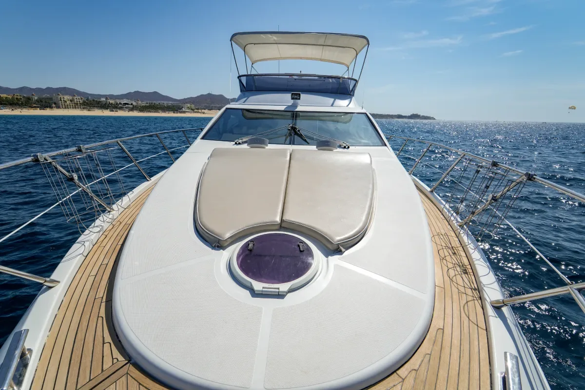 Foredeck sun pad on the 50' Azimut