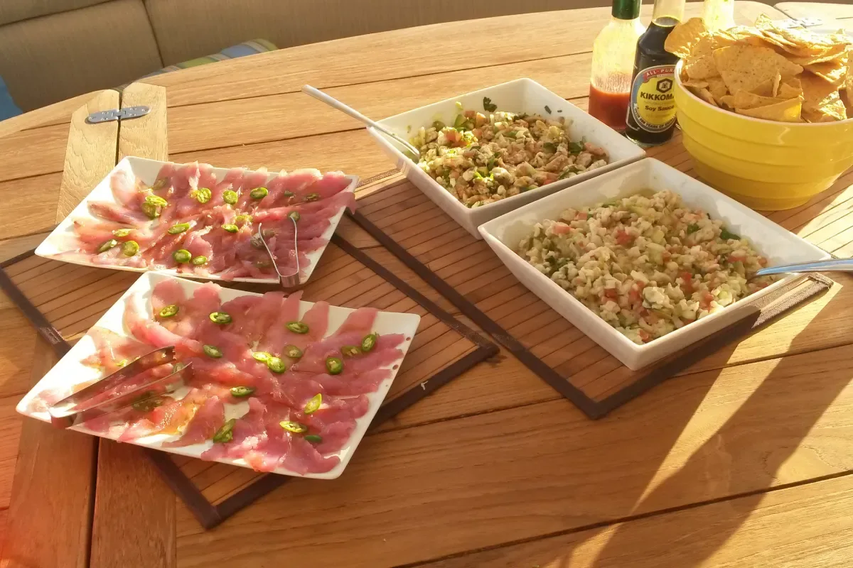 Snack platters served on board