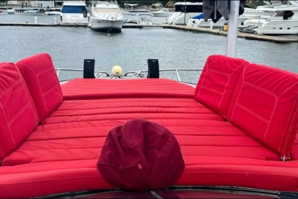 Red sun pad on the aft deck