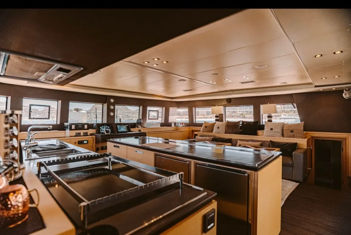 Galley and salon of the 63' Lagoon