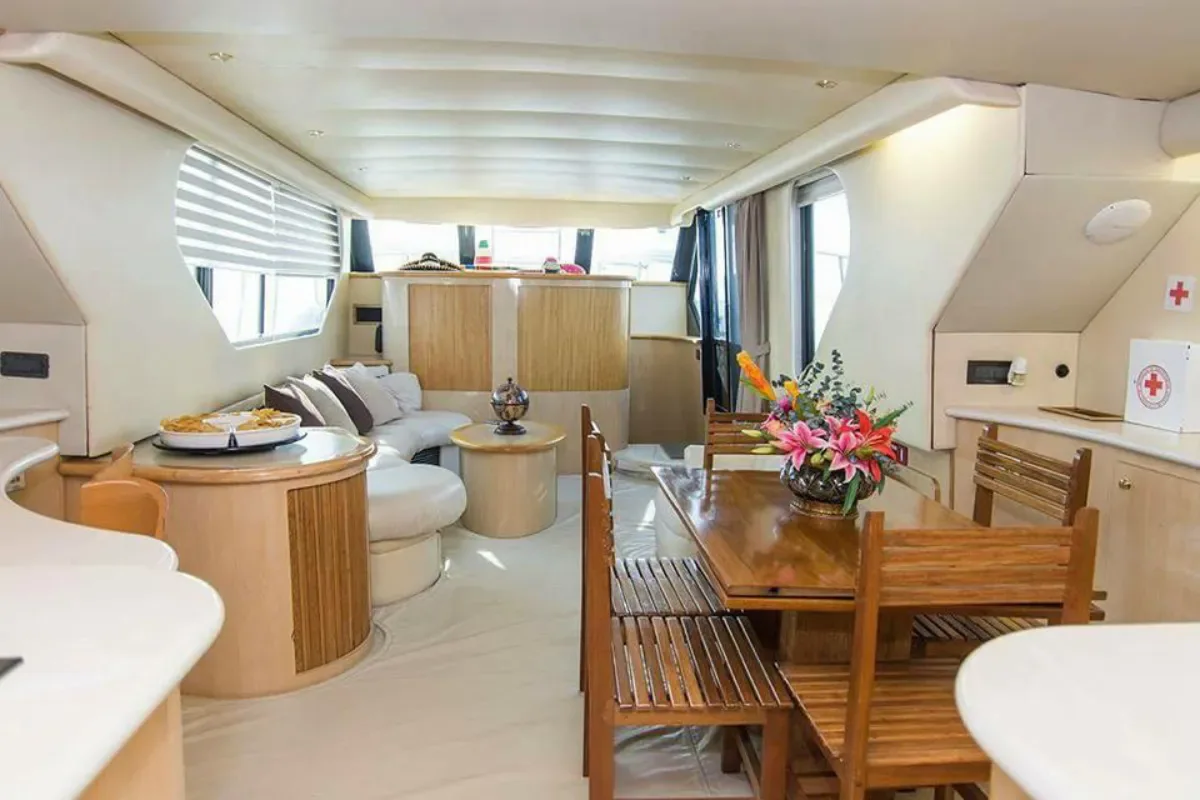 Salon and dining area of the 72' Bluewater