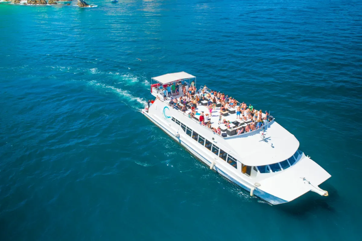Aerial view of guests on the upper deck