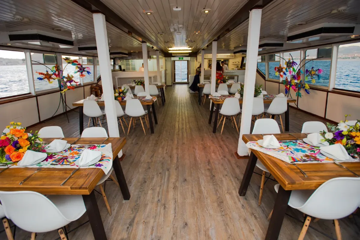 Indoor dining room set for an event